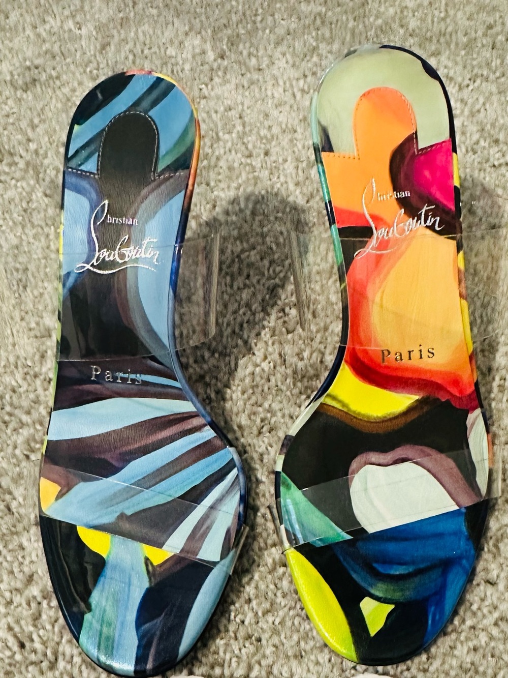 Christian Louboutin Multicolor Abstract Print Slide Mules